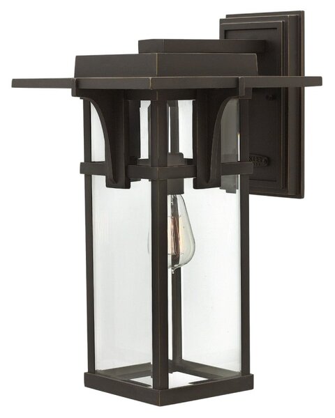 HK-MANHATTAN2-L Manhattan 1 Light Large Wall Lantern Light In Oil Rubbed Bronze - H: 470mm