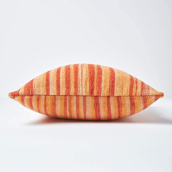 Homescapes Cotton Chenille Tie Dye Orange Cushion Cover, 45 x 45 cm