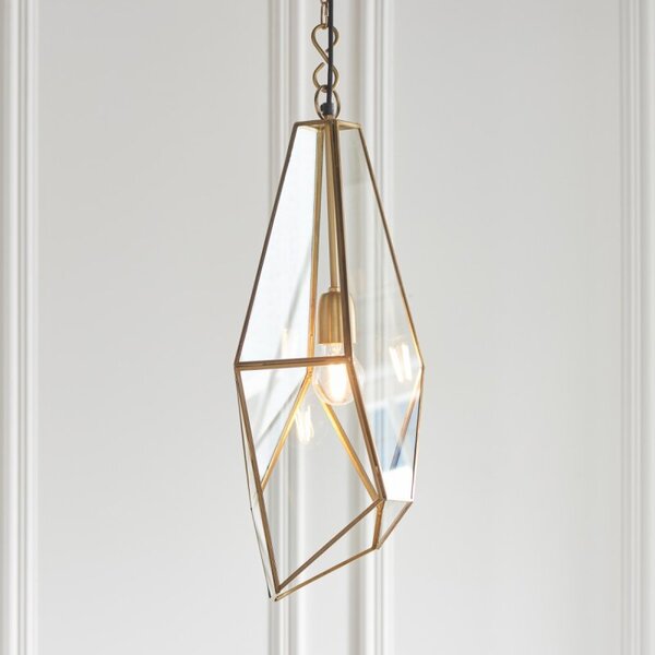 Endon 73117 Avery One Light Ceiling Pendant Light In Antique Brass And Clear Glass