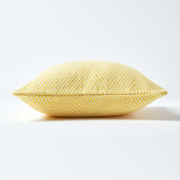 Homescapes Cotton Yellow Halden Chevron Cushion Cover, 45 x 45 cm