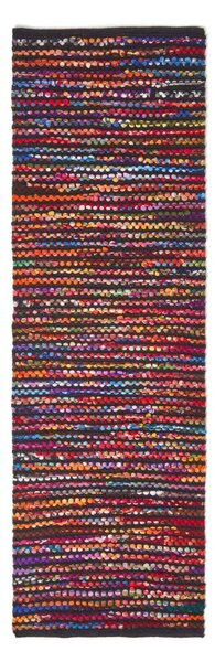 Handwoven Multi Coloured Recycled Chindi Folk Hall Runner, 66 x 200 cm