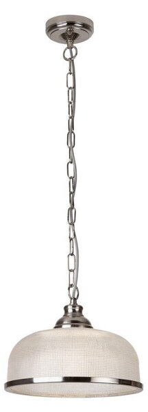 Searchlight 1682SS Bistro II One Light Ceiling Pendant Light In Satin Silver With Glass Shade