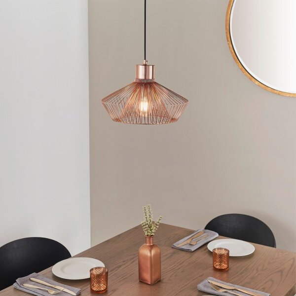 Endon 72813 Kimberley One Light Ceiling Pendant Light In Copper Plate