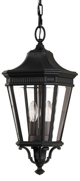 FE-COTSLN8-M BK Cotswold Lane 2 Light Medium Chain Lantern Ceiling Light In Black