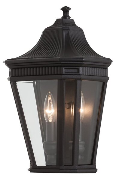 FE-COTSLN7 BK Cotswold Lane 2 Light Half Wall Lantern Light In Black