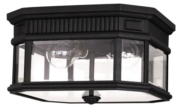 FE-COTSLN-F BK Cotswold Lane 2 Light Flush Ceiling Mount Light In Black