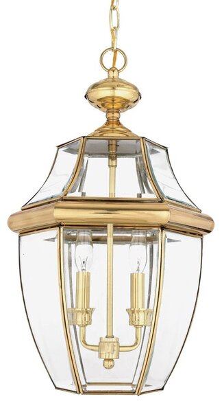 QZ-NEWBURY8-L Newbury 2 Light Large Chain Ceiling Lantern Light In Polished Brass