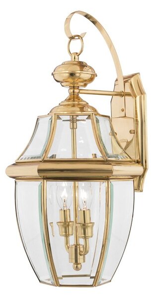 QZ-NEWBURY2-L-PB Newbury 2 Light Large Wall Lantern Light In Polished Brass