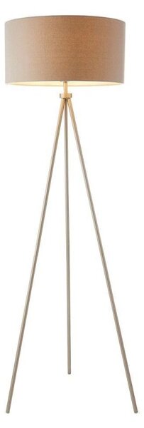 Endon 66987 Tri Grey One Light Floor Lamp In Matt Nickel Plate With Grey Linen Mix Shade