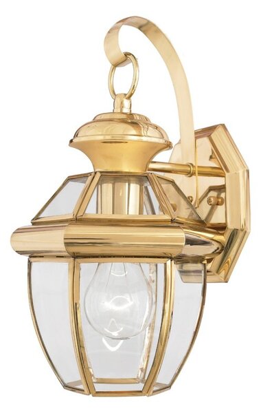 QZ-NEWBURY2-S-PB Newbury 1 Light Small Wall Lantern Light In Polished Brass