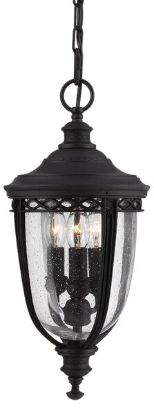 Elstead FE-EB8-M-BLK English Bridle 3 Light Medium Chain Lantern Ceiling Light In Black