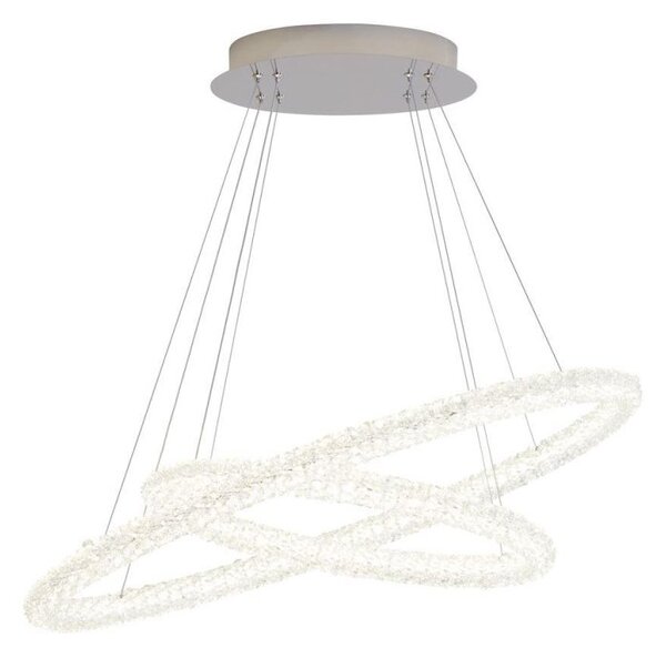 Searchlight 42610-2CC Circle Looped Ceiling Pendant Light In Chrome And Crystal Glass - Width: 830mm