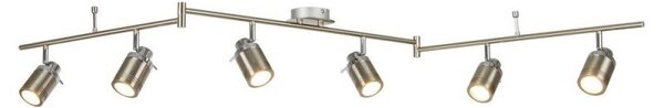 Searchlight 6606SS Samson Six Light Ceiling Bar Spotlight In Satin Silver