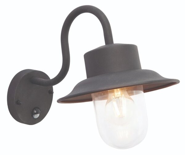 Endon 70331 Chesham One Light Outdoor PIR Wall Light In Textured Black Paint And Clear Glass