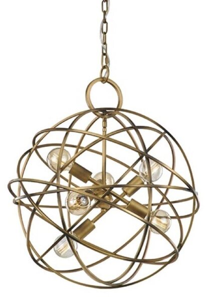 F2366/6 Six Light Ceiling Pendant Light In Gold Ironwork