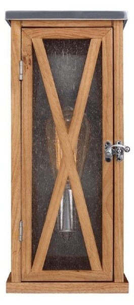 Elstead FE/LUMIERE/1 OAK Lumiere 1 Light Small Wall Lantern Light In Natural Oak - Flat Top