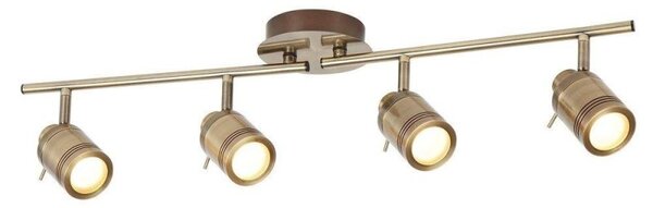 Searchlight 6604AB Samson Four Light Ceiling Bar Spotlight In Antique Brass