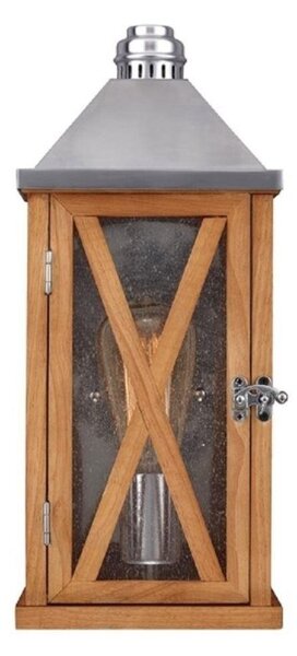 Elstead FE/LUMIERE/2 OAK Lumiere 1 Light Small Wall Lantern Light In Natural Oak - Peaked Top