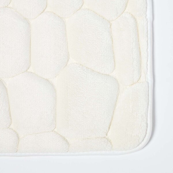 Homescapes Memory Foam Cream Bath Mat Pebble Design Non-Slip Backing