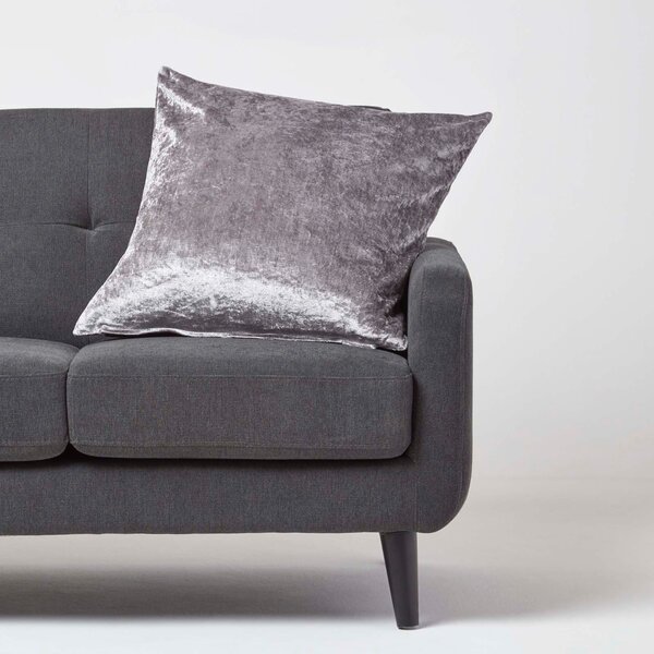 Homescapes Silver Luxury Crushed Velvet Cushion Cover, 60 x 60 cm