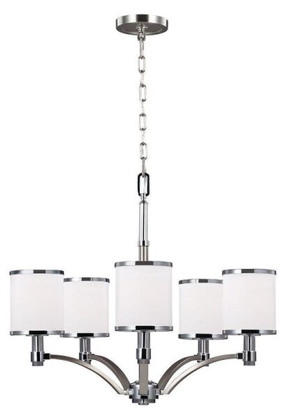 FE/PROSPECTPK5 Prospect 5 Light Chandelier Ceiling Light In Satin Nickel And Chrome
