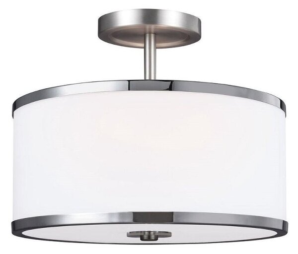 FE/PROSPECTPK/SF 2 Light Semi Flush Ceiling Light In Satin Nickel And Chrome