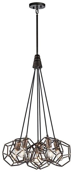KL/ROCKLYN6 RS 6 Light Ceiling Chandelier Light In Raw Steel