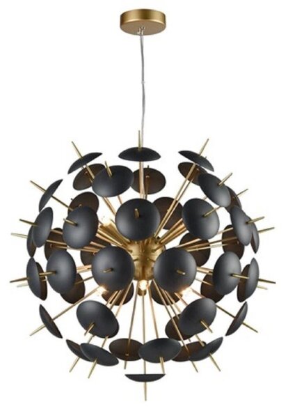 F2386-12 Twelve Light Ceiling Pendant Light In Matt Black And Matt Gold