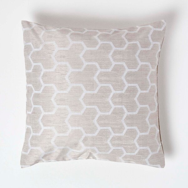 Homescapes Geometric Natural Jacquard Cushion Cover, 45 x 45 cm