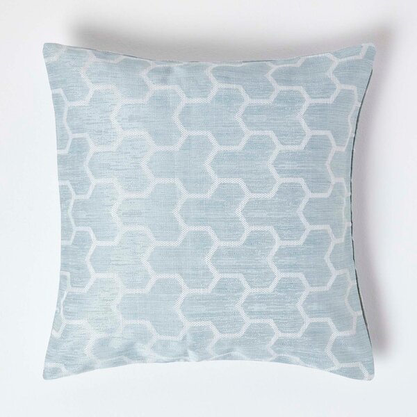 Homescapes Geometric Blue Jacquard Cushion Cover, 45 x 45 cm