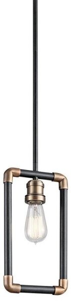 KL/IMHAN/MP Imhan 1 Light Mini Pendant Ceiling Light In Black And Natural Brass