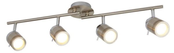 Searchlight 6604SS Samson Four Light Ceiling Bar Spotlight In Satin Silver