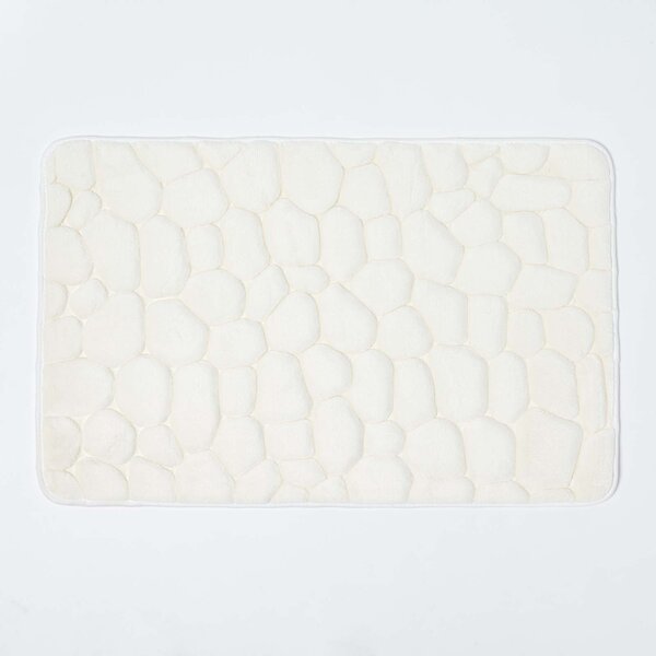 Homescapes Memory Foam Cream Bath Mat Pebble Design Non-Slip Backing