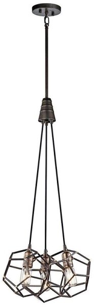 KL/ROCKLYN3 RS Rocklyn 3 Light Ceiling Chandelier Light In Raw Steel