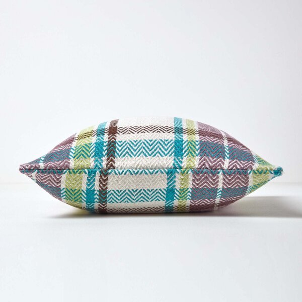 Homescapes Green Tartan 100% Cotton Falun Cushion Cover, 45 x 45 cm