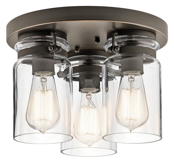 Elstead KL/BRINLEY/F OZ Brinley 3 Light Flush Mount Ceiling Light In Olde Bronze