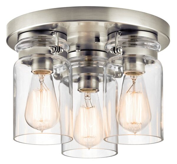 Elstead KL/BRINLEY/F NI Brinley 3 Light Flush Mount Ceiling Light In Brushed Nickel