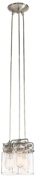 Elstead KL/BRINLEY3 NI Brinley 3 Light Ceiling Pendant Light In Brushed Nickel