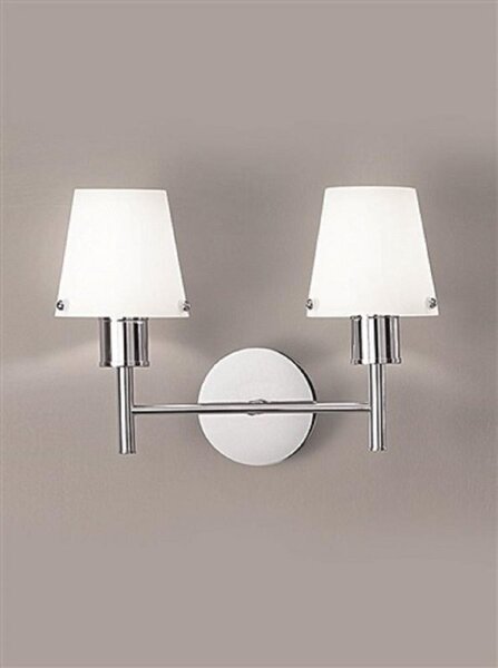 Franklite Turin FL2126/2/991 Two Light Wall Light In Chrome With Glass Shades