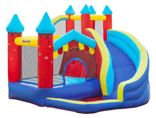 Outsunny 4 in 1 Kids Bounce Castle Large Inflatable House Trampoline Slide Water Pool Climbing Wall with Inflator Carrybag for Kids Age 3-8, 2.9 x 2.7 x 2.3m