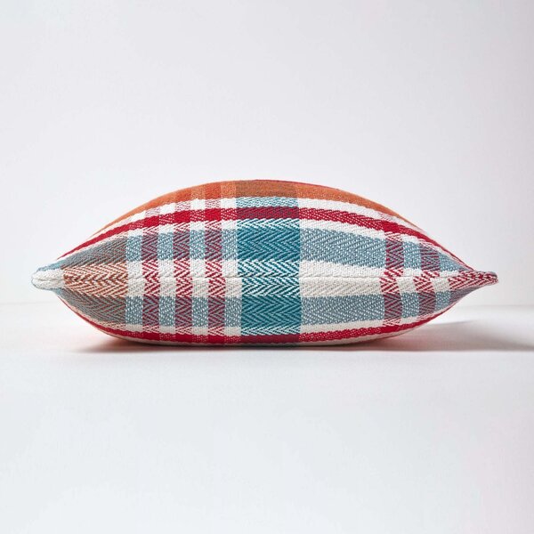 Homescapes Red Tartan 100% Cotton Falun Cushion Cover, 45 x 45 cm