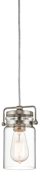 Elstead KL/BRINLEY/MP NI Brinley 1 Light Mini Pendant Ceiling Light In Brushed Nickel