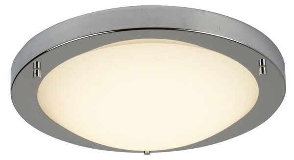 Searchlight 8702SS Flush Ceiling LED Light In Satin Silver With Glass - Width: 310mm