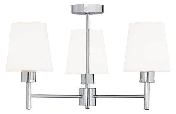Franklite Turin FL2126/3/1123 Three Light Semi Flush Ceiling Light In Chrome With Fabric Shades