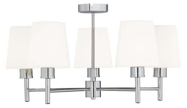 Franklite Turin FL2126/5/1123 Five Light Semi Flush Ceiling Light In Chrome With Fabric Shades