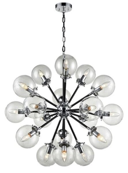 Franklite Reaction FL2369/18 18 Light Ceiling Light In Matt Black/Chrome With Clear Glass Spheres