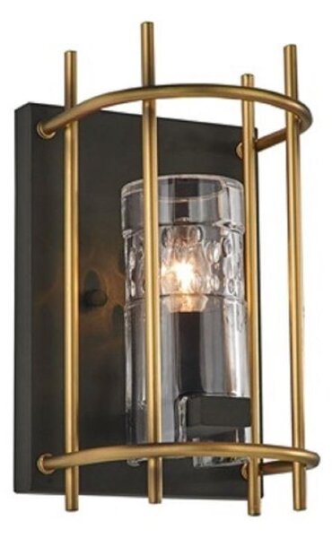 F2367/1 Diner One Light Wall Light In Antique Finish Ironwork And Matt Gold