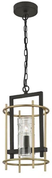 F2368/1 Diner One Light Ceiling Pendant Light In Antique Finish Ironwork And Matt Gold