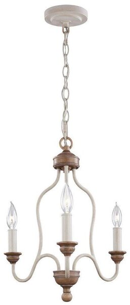FE/HARTSVILLE3 3 Light Chandelier Ceiling Light In Chalk Washed/Beachwood