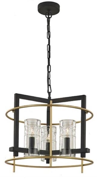 F2368/3 Diner Three Light Ceiling Pendant Light In Antique Finish Ironwork And Matt Gold
